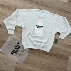 NWT Dairy Boy Milk Bottle Crewneck in Heather Gray